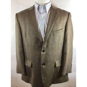 PRONTO UOMO couture 100% Lambswool‎ Two Button Blazer Size 46 L brown beige Mens